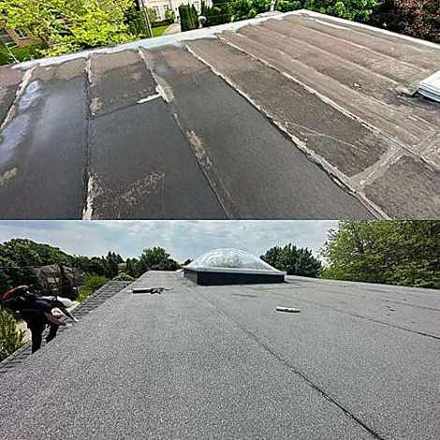 Flat roof replacement with skylight Toronto