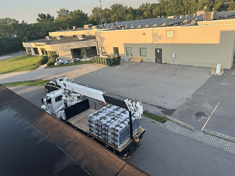 Commercial flat roof with skylights in Toronto