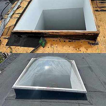 Skylight rebuild before and after Toronto