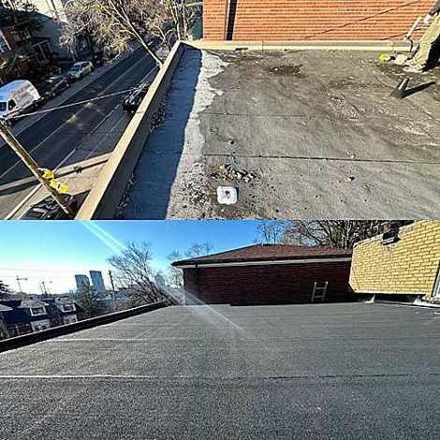 Flat roof restoration before and after Toronto